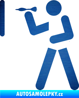 Samolepka Šipky 002 levá ikona hráče škrábaný kov modrý