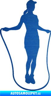 Samolepka Skákání přes švihadlo 001 pravá skipping rope škrábaný kov modrý