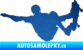 Samolepka Skateboard 007 levá škrábaný kov modrý