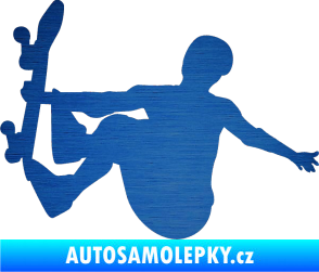 Samolepka Skateboard 008 levá škrábaný kov modrý