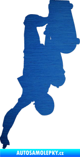 Samolepka Skateboard 010 pravá škrábaný kov modrý