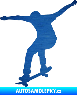 Samolepka Skateboard 011 levá škrábaný kov modrý
