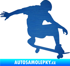 Samolepka Skateboard 012 pravá škrábaný kov modrý