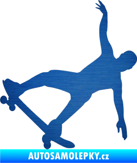 Samolepka Skateboard 013 levá škrábaný kov modrý