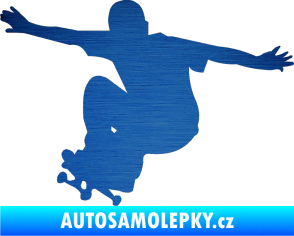 Samolepka Skateboard 014 levá škrábaný kov modrý