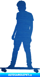 Samolepka Skateboard 015 levá škrábaný kov modrý