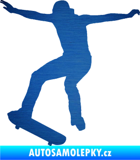 Samolepka Skateboard 017 levá škrábaný kov modrý