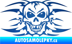 Samolepka Skeleton - lebka škrábaný kov modrý