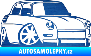 Samolepka Škoda 1000 karikatura pravá škrábaný kov modrý