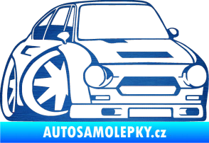 Samolepka Škoda 110r karikatura pravá škrábaný kov modrý