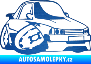 Samolepka Škoda 120 karikatura pravá škrábaný kov modrý