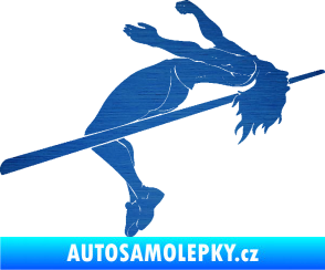 Samolepka Skok do výšky 001 pravá atletika škrábaný kov modrý