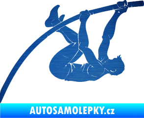 Samolepka Skok o tyči 001 pravá atletika škrábaný kov modrý