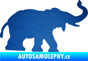 Samolepka Slon 021 pravá škrábaný kov modrý