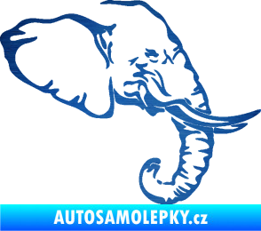 Samolepka Slon 030 pravá hlava škrábaný kov modrý
