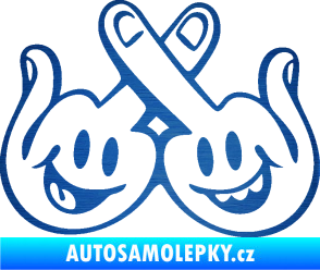 Samolepka Smajlíci f*ck levá škrábaný kov modrý