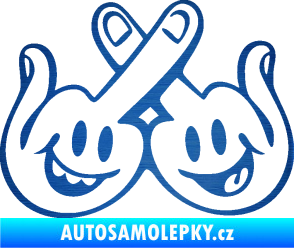 Samolepka Smajlíci f*ck pravá škrábaný kov modrý