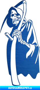 Samolepka Smrtka s kosou levá škrábaný kov modrý