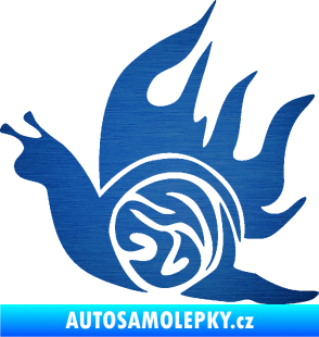 Samolepka Šnek s plameny levá škrábaný kov modrý