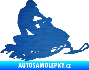 Samolepka Sněžný skútr 001 pravá škrábaný kov modrý