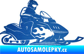 Samolepka Sněžný skútr pravá škrábaný kov modrý