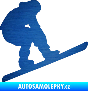 Samolepka Snowboard 002 pravá škrábaný kov modrý