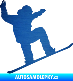 Samolepka Snowboard 003 pravá škrábaný kov modrý