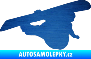 Samolepka Snowboard 007 pravá škrábaný kov modrý