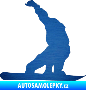 Samolepka Snowboard 011 pravá škrábaný kov modrý