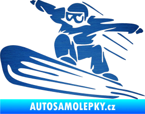 Samolepka Snowboard 014 levá škrábaný kov modrý