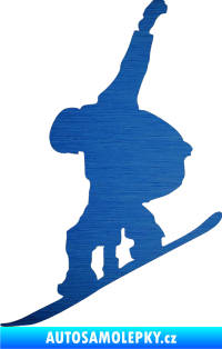 Samolepka Snowboard 018 levá škrábaný kov modrý