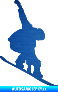Samolepka Snowboard 018 pravá škrábaný kov modrý