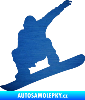 Samolepka Snowboard 021 levá škrábaný kov modrý