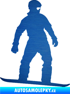 Samolepka Snowboard 024 pravá škrábaný kov modrý
