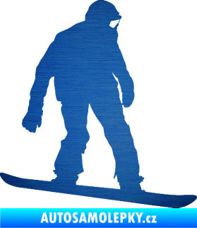 Samolepka Snowboard 027 pravá škrábaný kov modrý