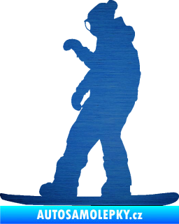 Samolepka Snowboard 028 levá škrábaný kov modrý