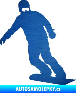 Samolepka Snowboard 029 pravá škrábaný kov modrý