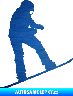 Samolepka Snowboard 030 pravá škrábaný kov modrý