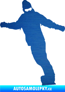 Samolepka Snowboard 031 pravá škrábaný kov modrý