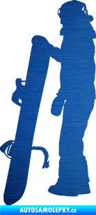 Samolepka Snowboard 032 levá škrábaný kov modrý