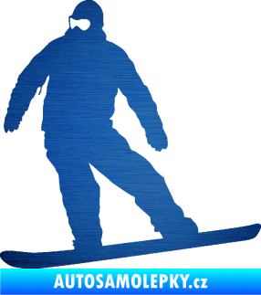 Samolepka Snowboard 034 levá škrábaný kov modrý