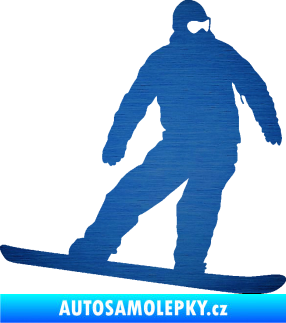 Samolepka Snowboard 034 pravá škrábaný kov modrý