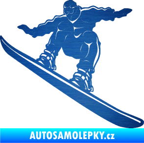 Samolepka Snowboard 038 levá škrábaný kov modrý