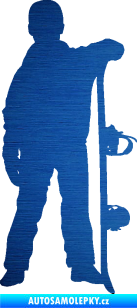 Samolepka Snowboard 039 pravá škrábaný kov modrý