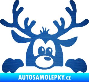 Samolepka Sob 002 pravá vykukuje škrábaný kov modrý