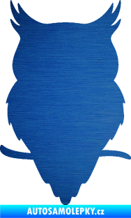 Samolepka Sova 001 levá škrábaný kov modrý
