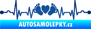 Samolepka Srdeční tep 009 levá nožičky se srdíčkem škrábaný kov modrý