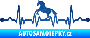 Samolepka Srdeční tep 010 levá  koník škrábaný kov modrý