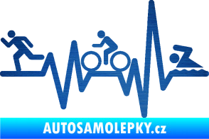 Samolepka Srdeční tep 012 levá triatlon škrábaný kov modrý