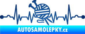 Samolepka Srdeční tep 016 pravá pletení škrábaný kov modrý